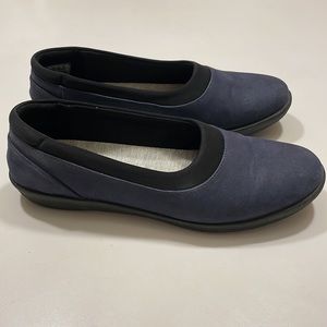 Clarks cloud stepper navy skimmers flats size 8